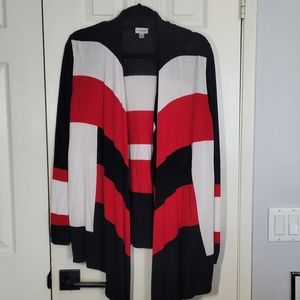 *AVENUE* Red, Black, & White Stripe Cardigan♥️🖤🤍 *Size: 14/16*